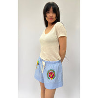 *NEW* Cotton Stripe Embroidered Shorts Blue