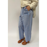 *NEW* Cotton Stripe Embroidered Pants Blue
