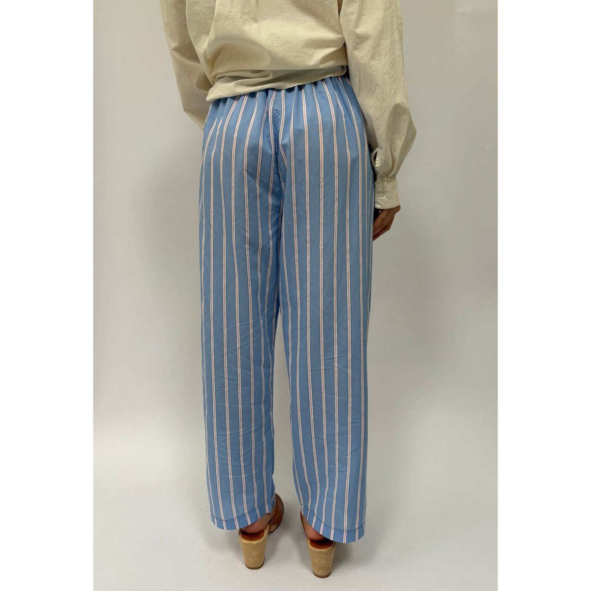 *NEW* Cotton Stripe Embroidered Pants Blue