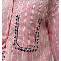 *NEW* Cotton Stripe Embroidered Shirt Pink
