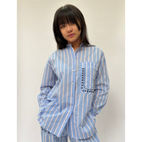 *NEW* Cotton Stripe Embroidered Shirt Blue