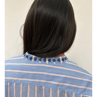 *NEW* Cotton Stripe Embroidered Shirt Blue