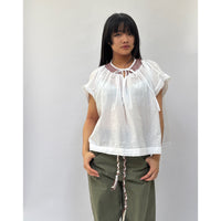 *NEW STYLE* Embroidered Cap Sleeve Top White