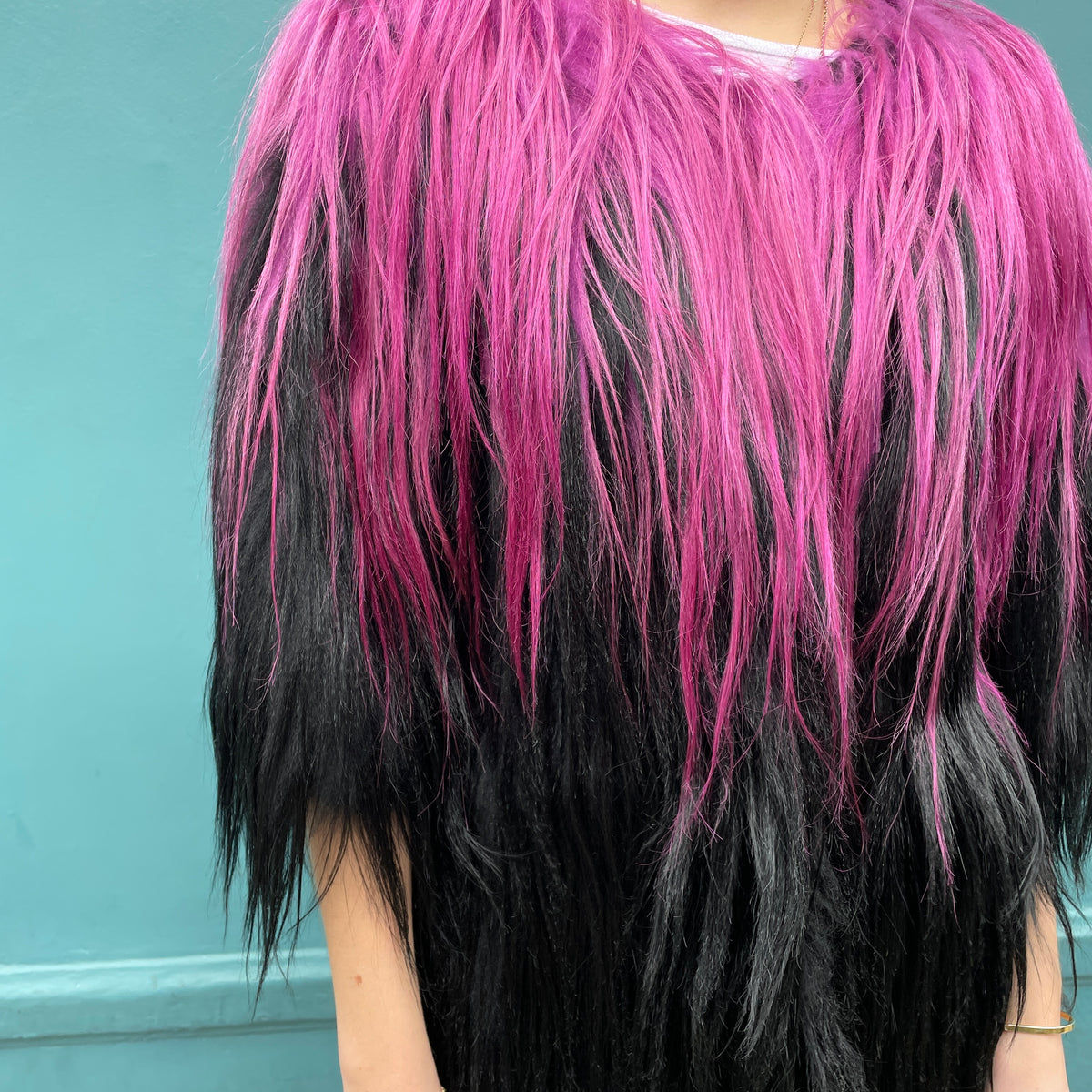 Lou Andrea Pink and Black Fur Coat