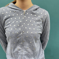 Monrow Grey Studded Hoodie