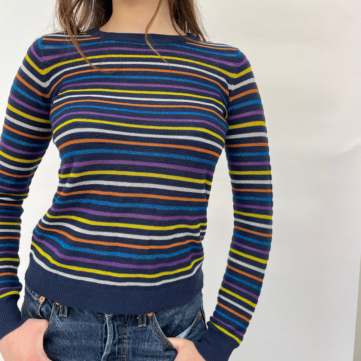 Metallic Stripe Knit Jumper