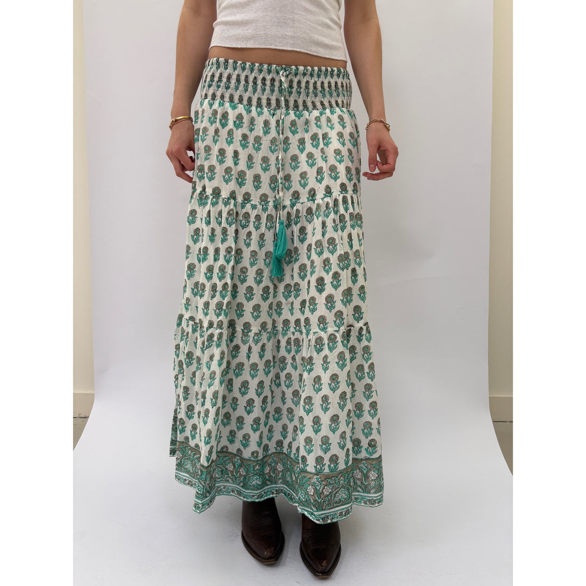 *NEW* Woodblock Full Length Skirt Mint