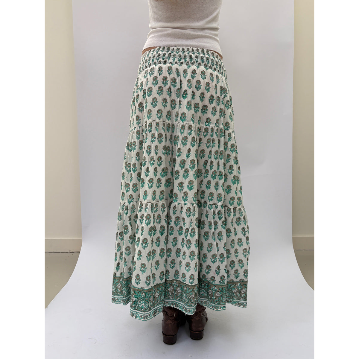 *NEW* Woodblock Full Length Skirt Mint
