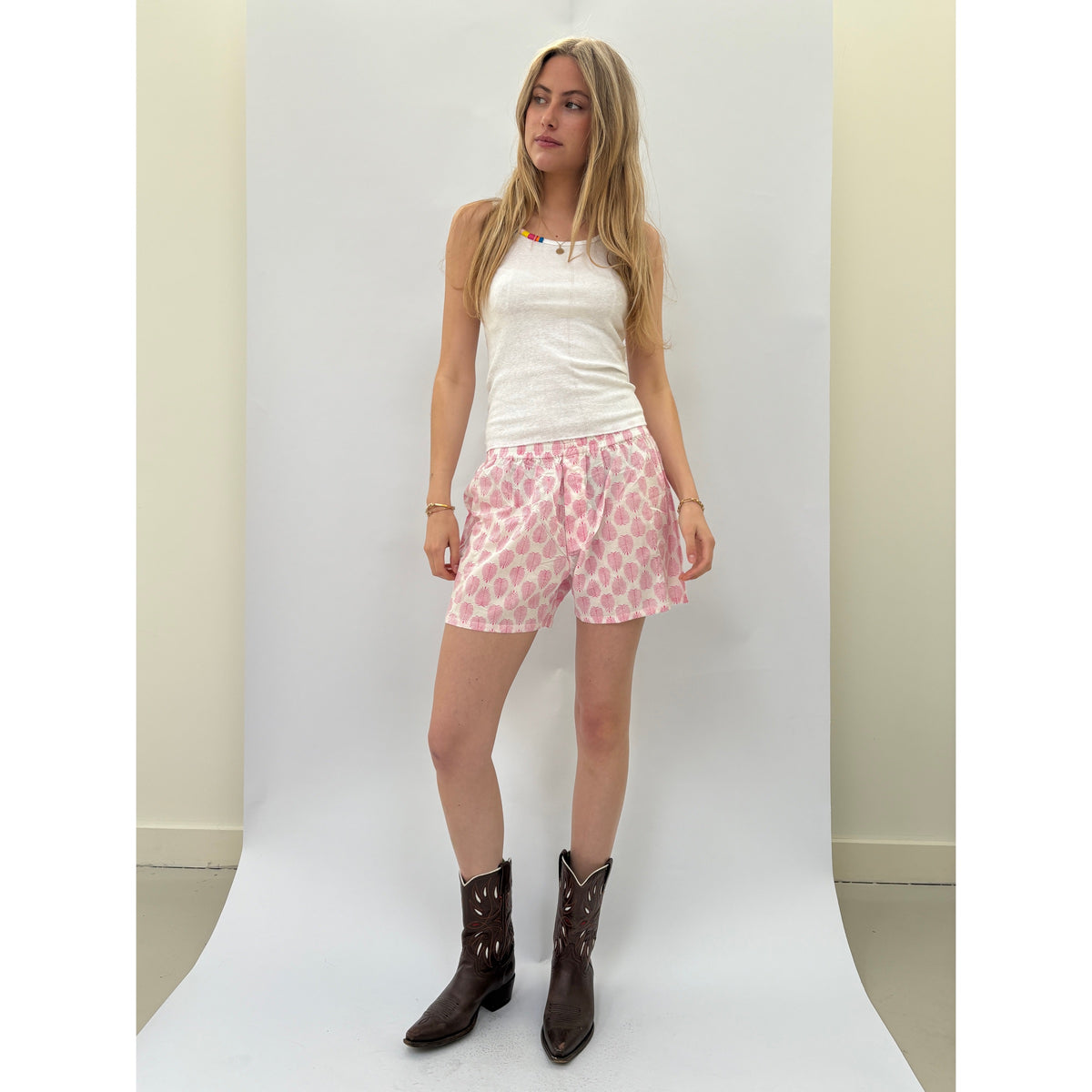 *NEW* Woodblock Print Shorts Pink