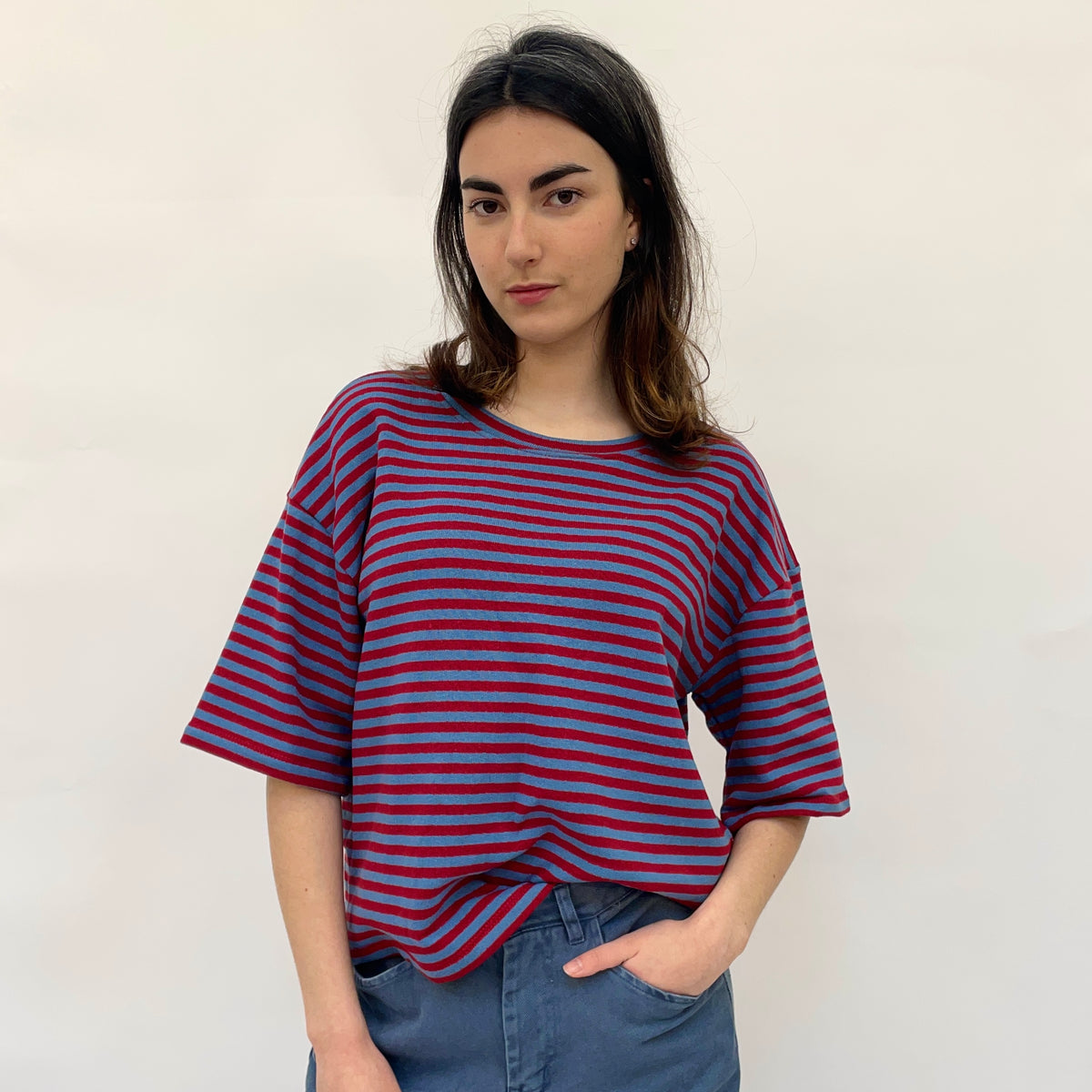 Red/Blue Stripe Boxy T
