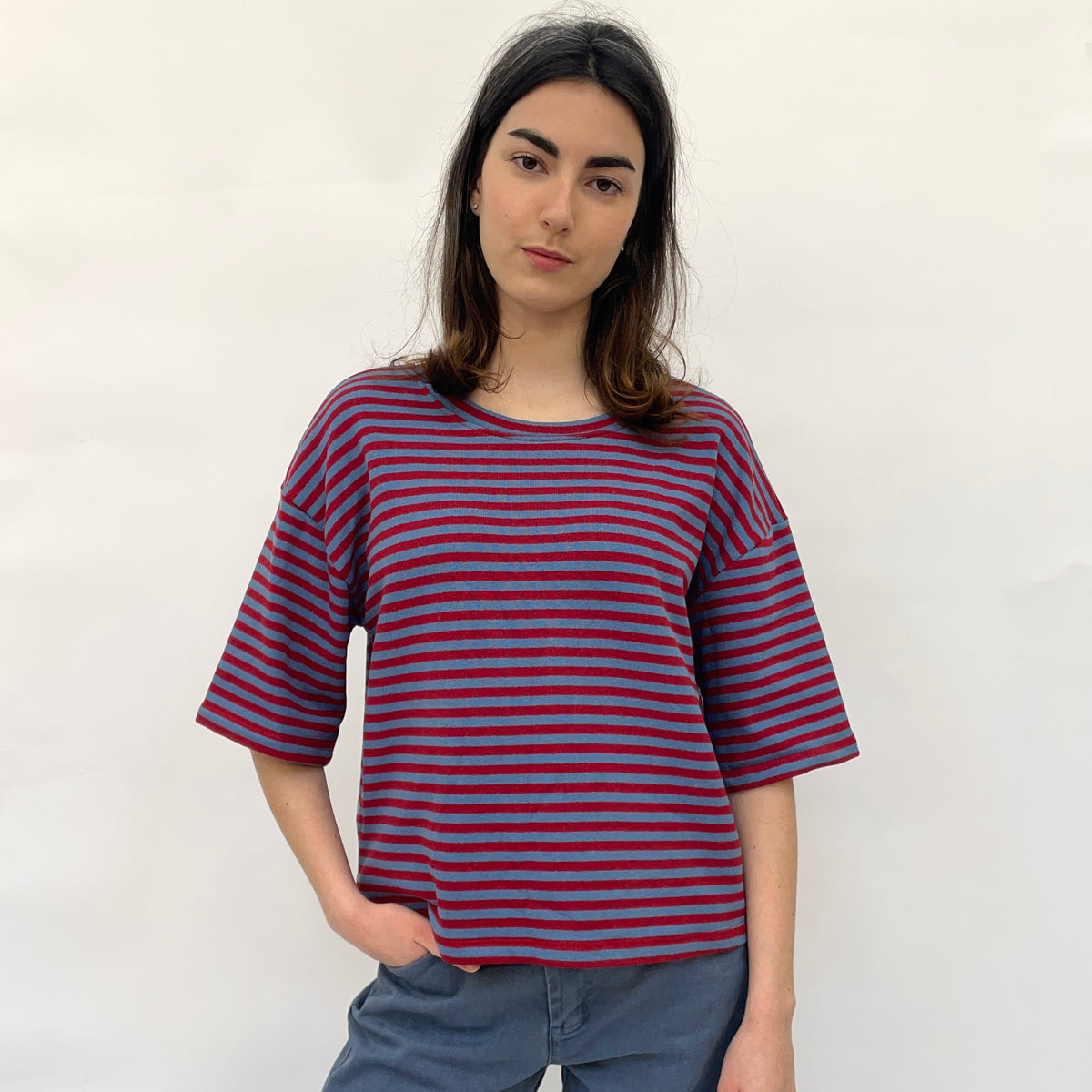 Red/Blue Stripe Boxy T