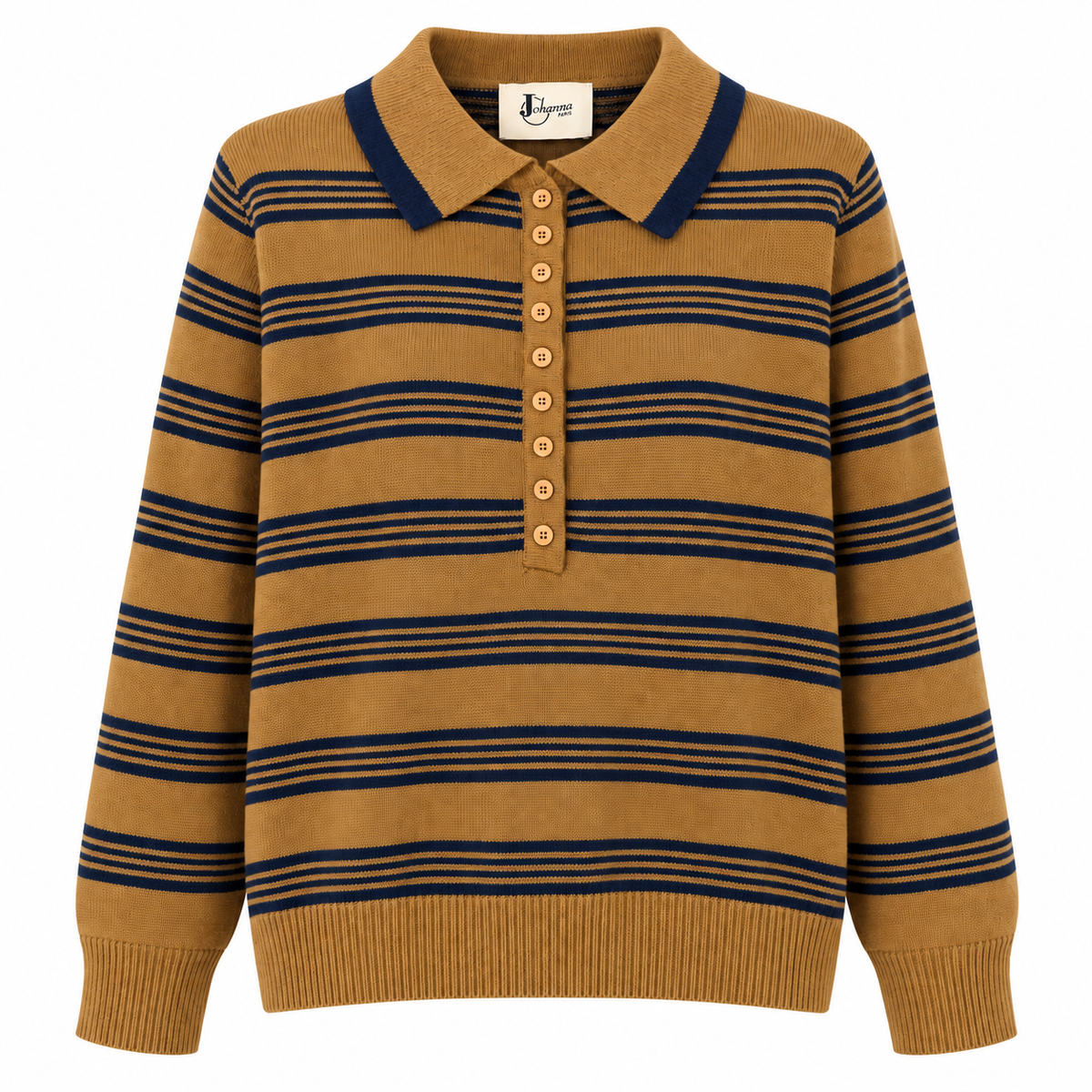 Stripe Collared Knit Dijon/Navy