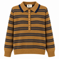Stripe Collared Knit Dijon/Navy