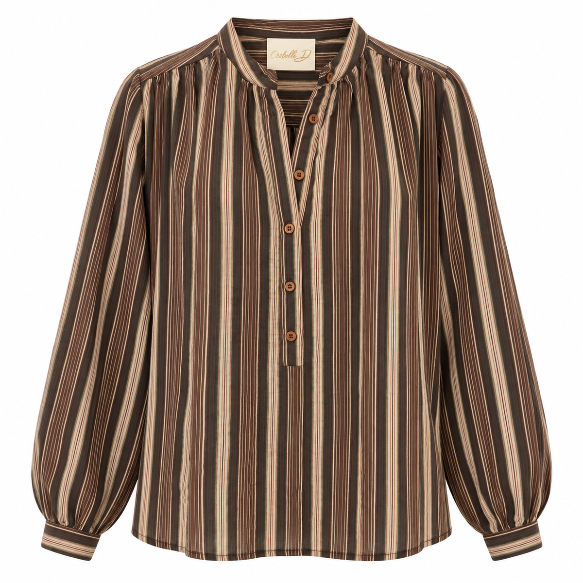 Cotton Stripe Shirt Plum/Grey