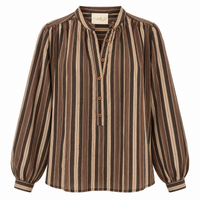 Cotton Stripe Shirt Plum/Grey