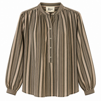 Cotton Stripe Shirt Khaki/Grey