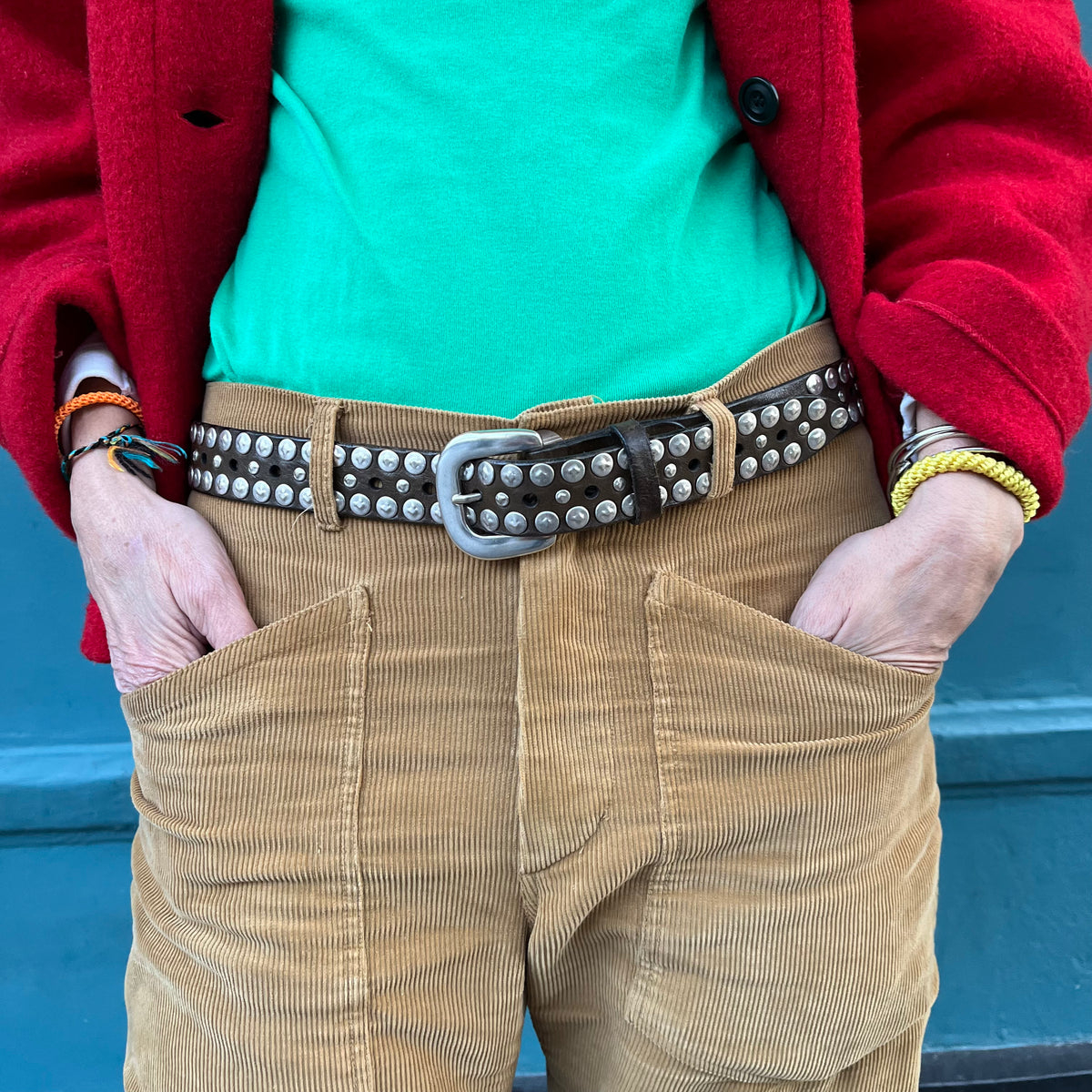 *NEW* Campomaggi Dark Brown Silver Studded Belt