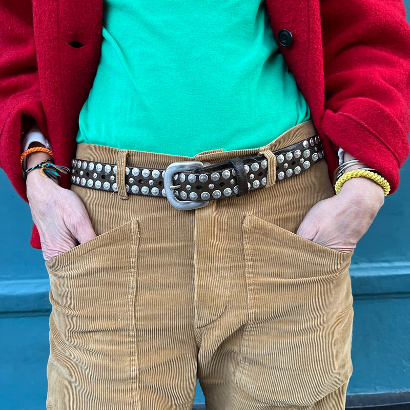 *NEW* Campomaggi Dark Brown Silver Studded Belt