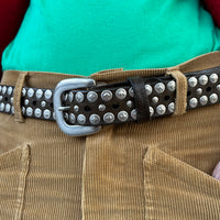 *NEW* Campomaggi Dark Brown Silver Studded Belt