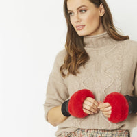 *NEW*Faux Fur Red Fingerless Gloves