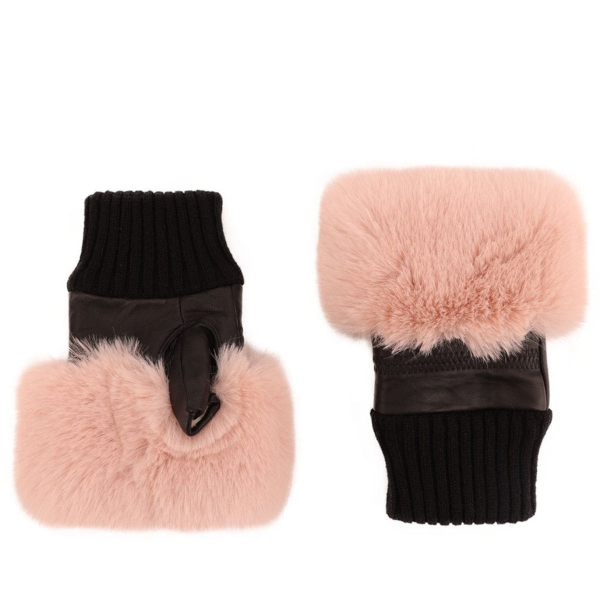 *NEW*Faux Fur Baby Pink Fingerless Gloves