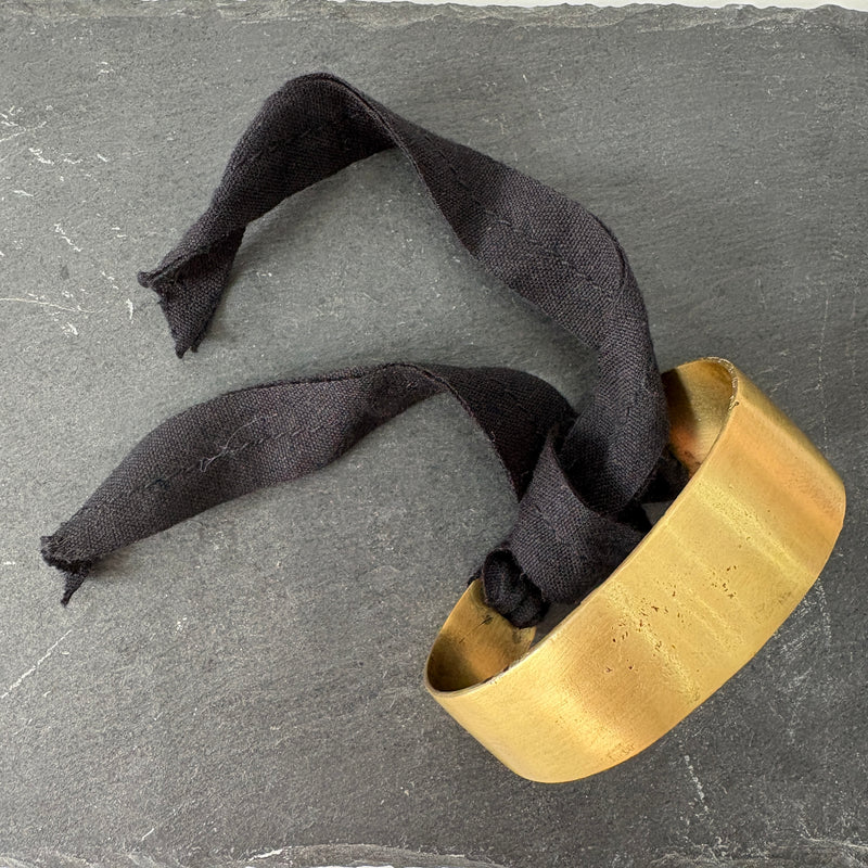 Black Brass & Cotton Bracelet