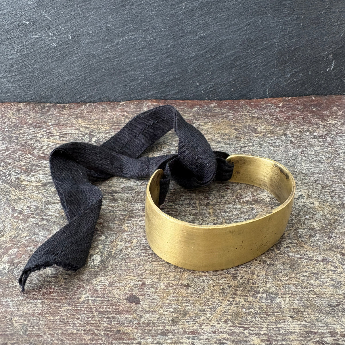 Black Brass & Cotton Bracelet