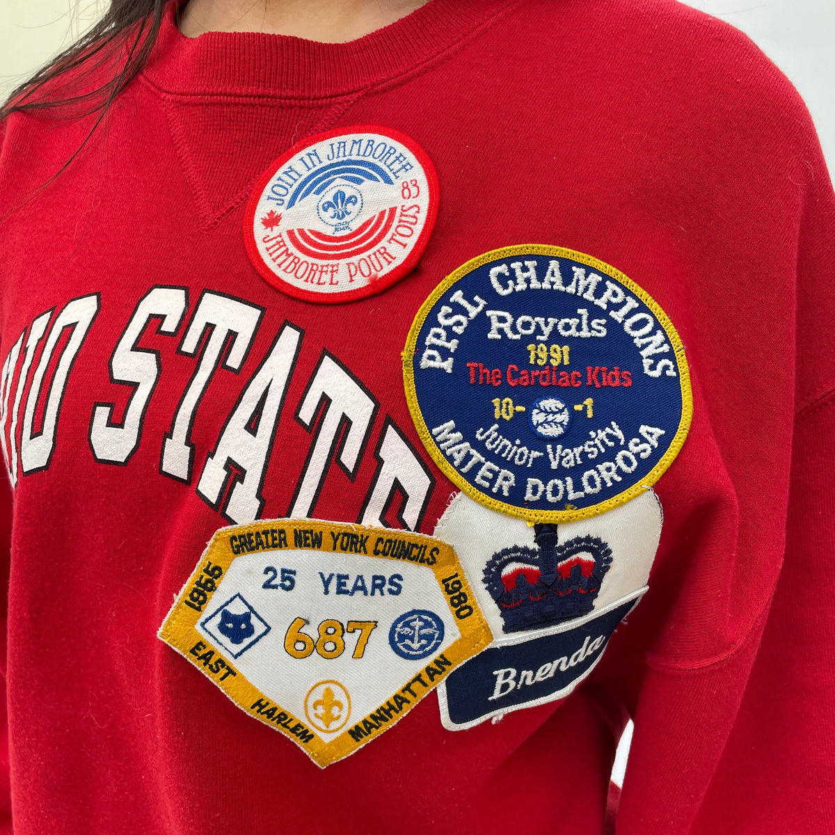 Useless Red Patched Up Sweatshirt