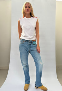 079. White Tank With Tape Appliqué