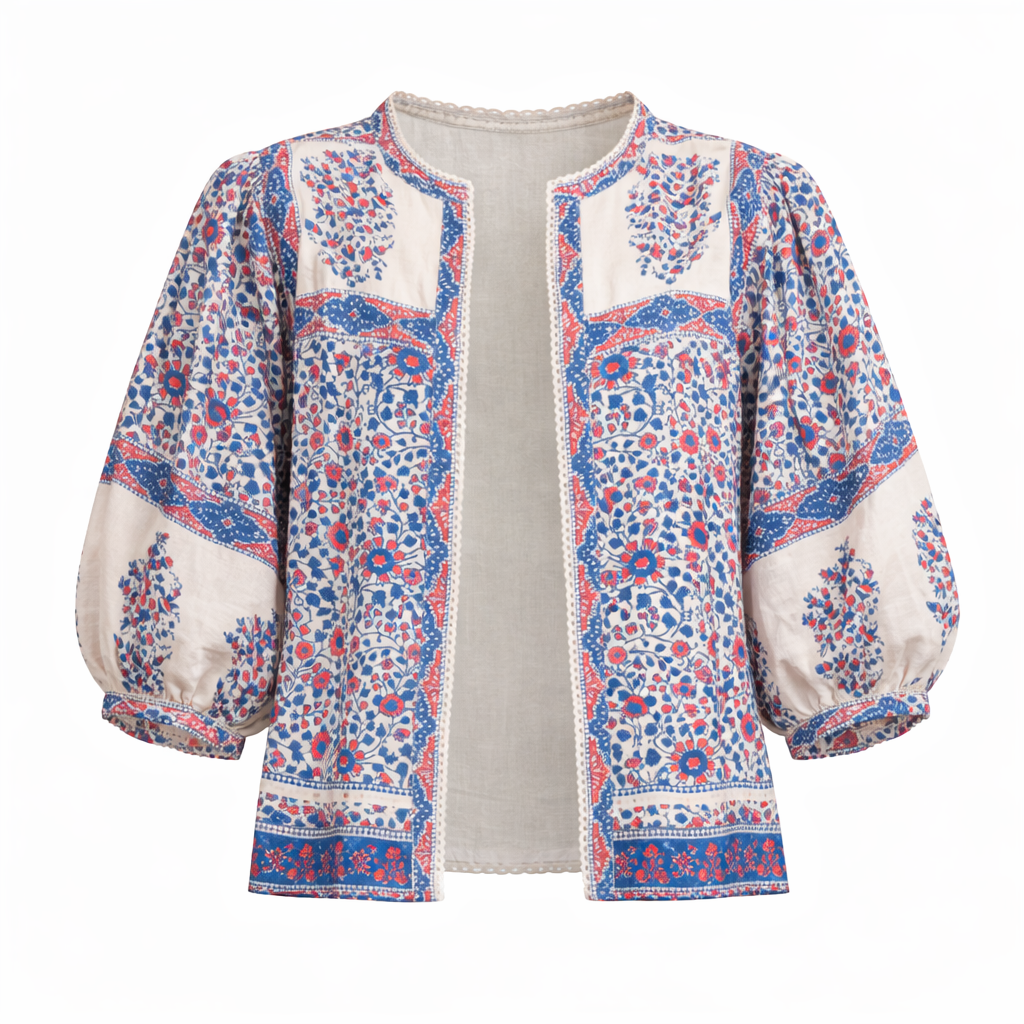 *LANDED!* Della Print Jacket Blue & Pink