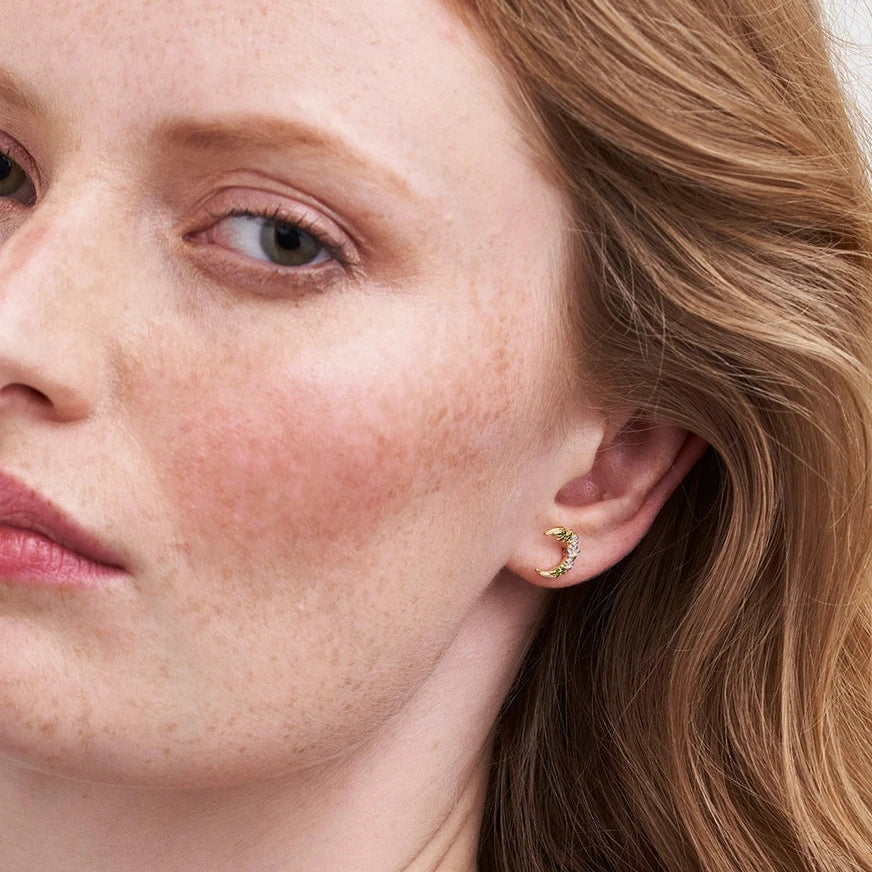 Nightshade Moon Gold Stud Earrings