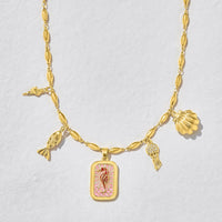 Oceanus Gold Fish and Shell Charm Necklace