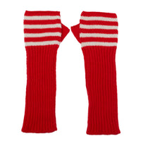 *BACK IN STOCK* Breton Cashmere Loose Rib Wrist Warmers Red & Off White