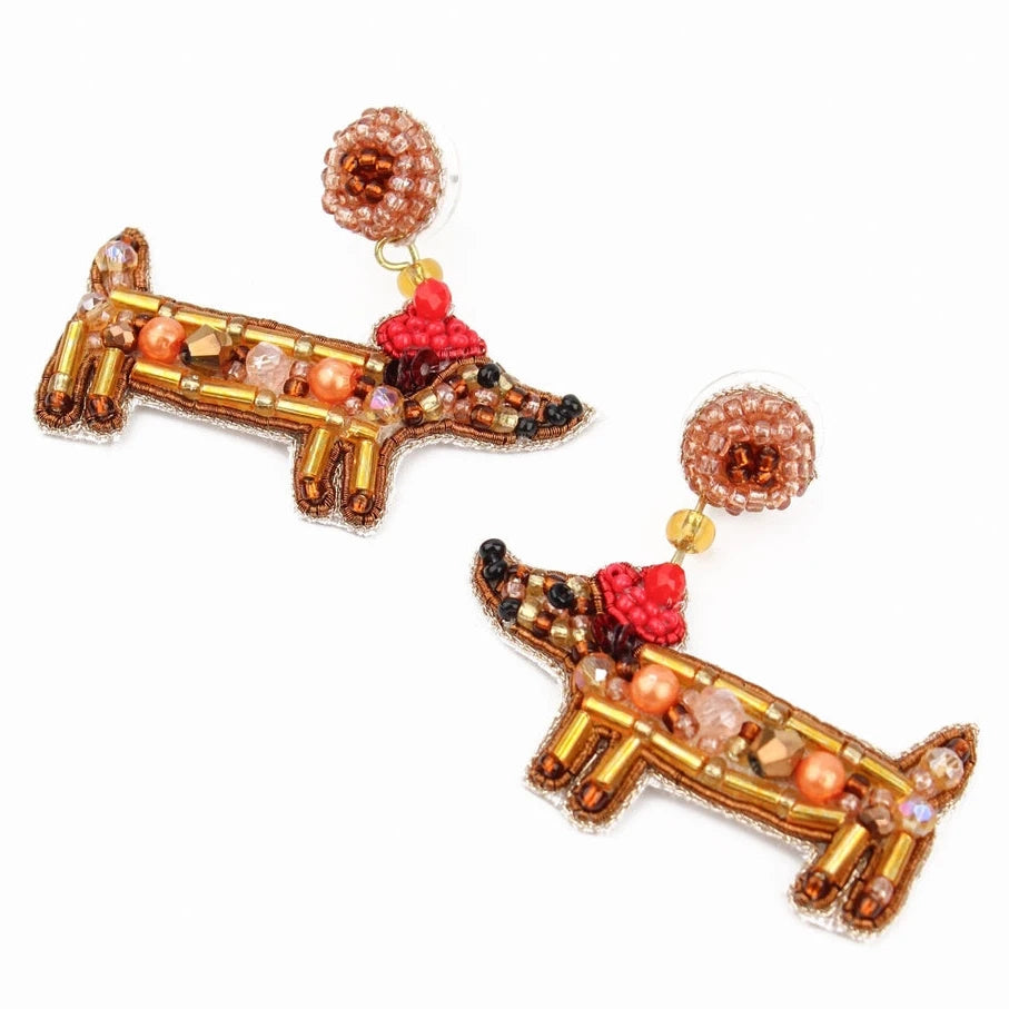 Sausage Dog Beaded Earrings