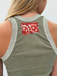 107. Khaki Vest Top Bandana Patch