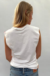 079. White Tank With Tape Appliqué