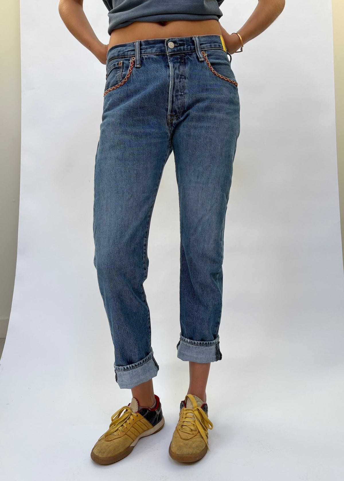 081. Zig Zag Stitch Levi's with Bandana Patch
