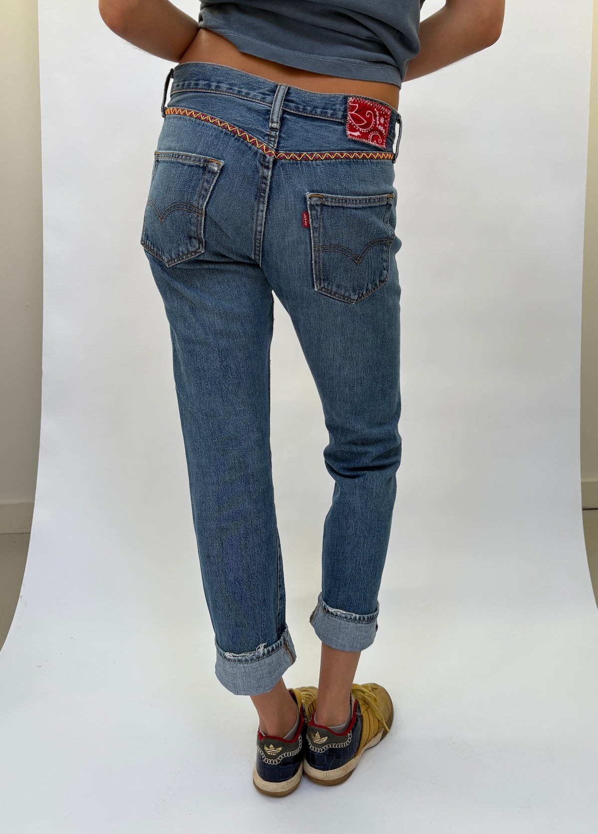 081. Zig Zag Stitch Levi's with Bandana Patch