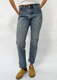 083. Zig Zag Stitch Levi's with Bandana Patch Blue and Red