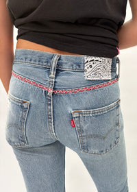 088. Zig Zag Stitch Levi's with Bandana Patch Pink