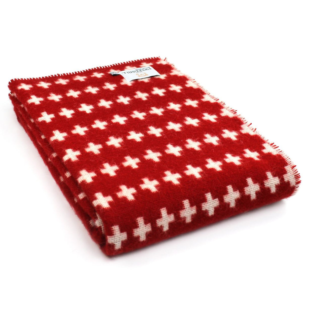 Pure New Wool Blanket Red and White Cross