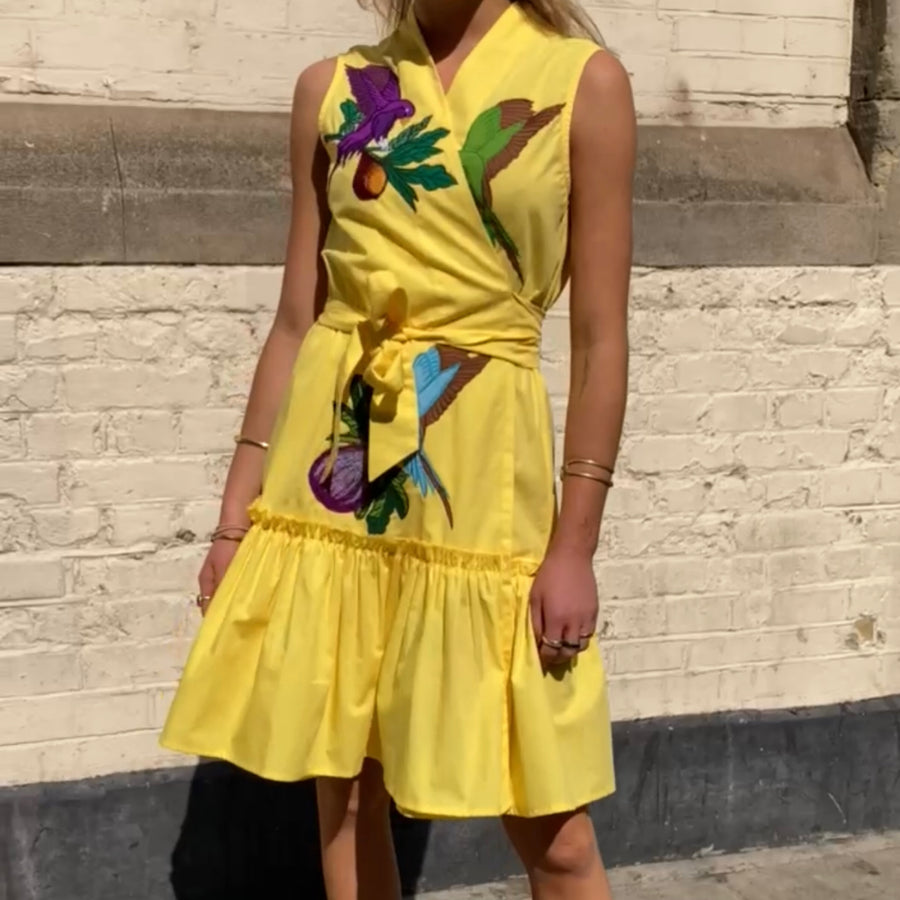 Anouk Grewal Yellow Mini Wrap Dress