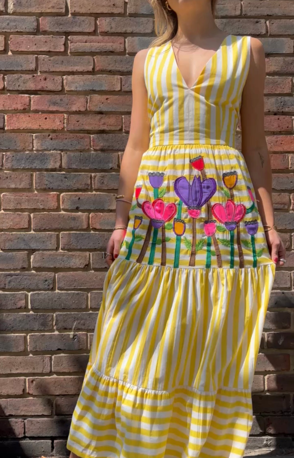 Anouk Grewal Yellow Stripe Dress