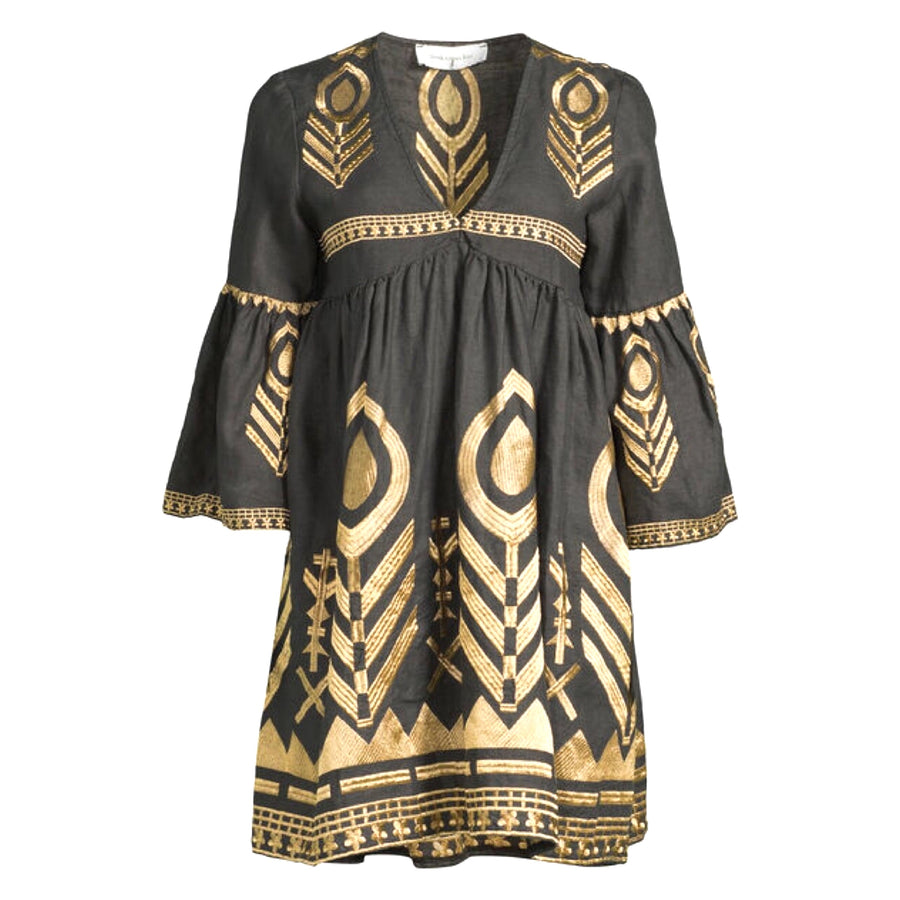 Kori Bell Sleeve Dress Charcoal/Gold