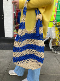 Alex Max Striped woven blue slouch bag
