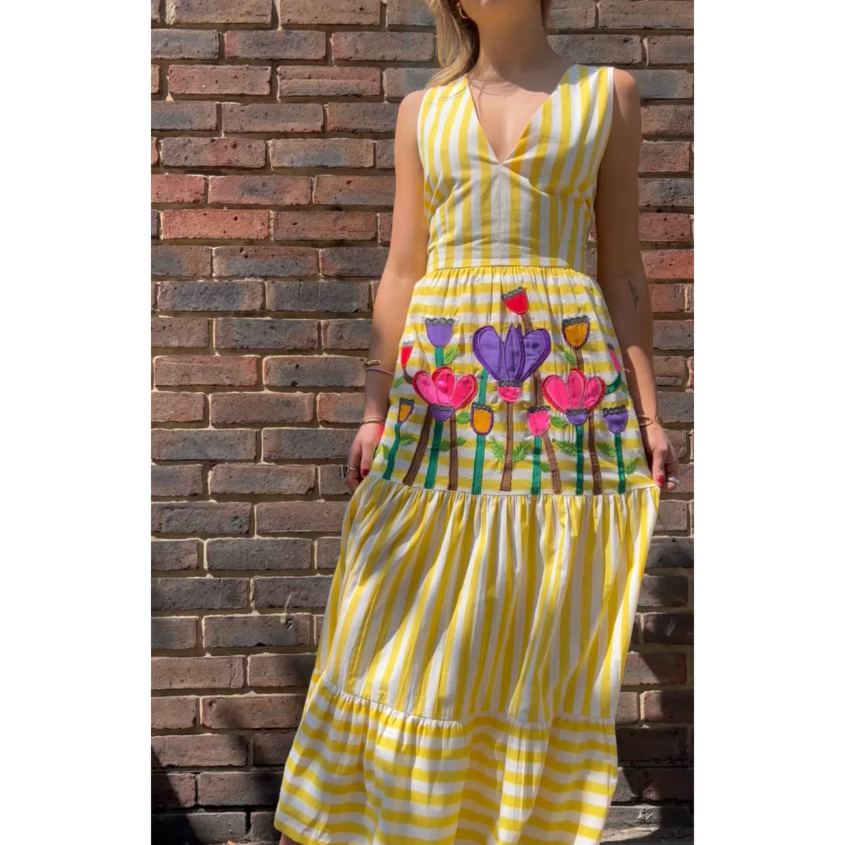 Anouk Grewal Yellow Stripe Dress