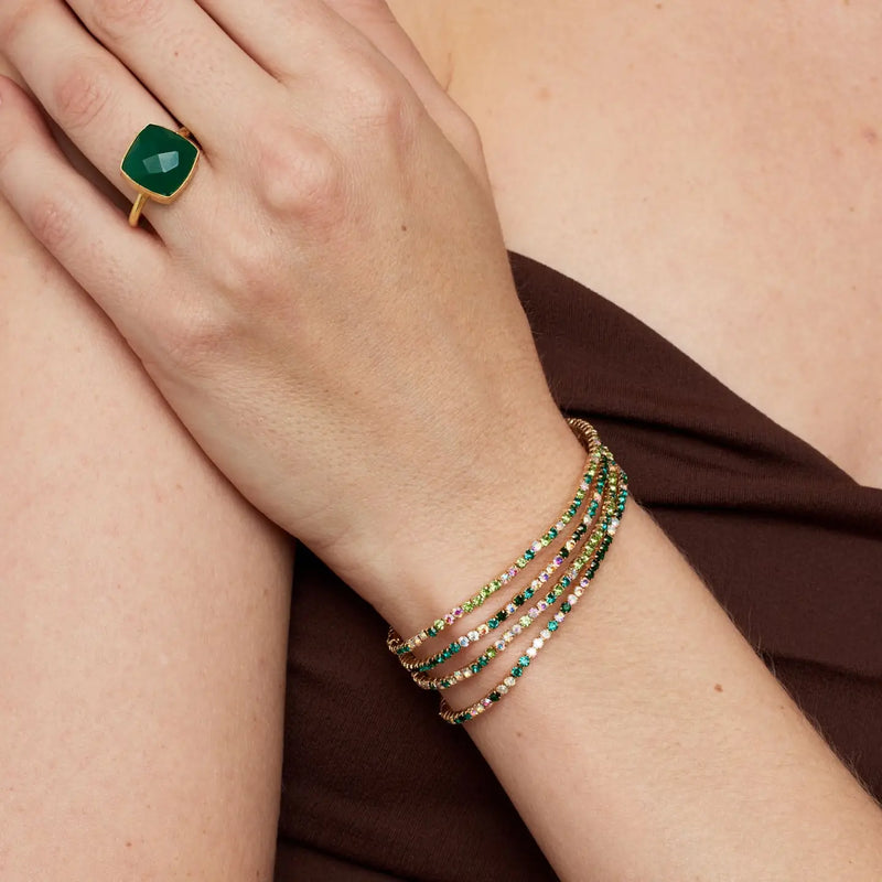 Green Stretch Tennis Bracelets