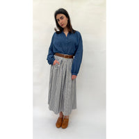 French Stripe Belted Skirt