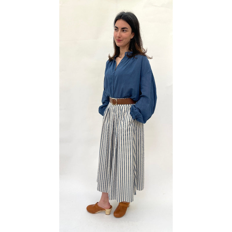 French Stripe Belted Skirt