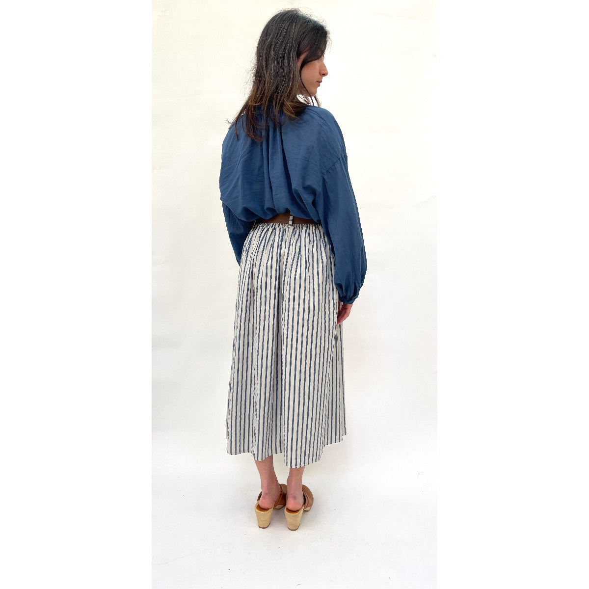 French Stripe Belted Skirt